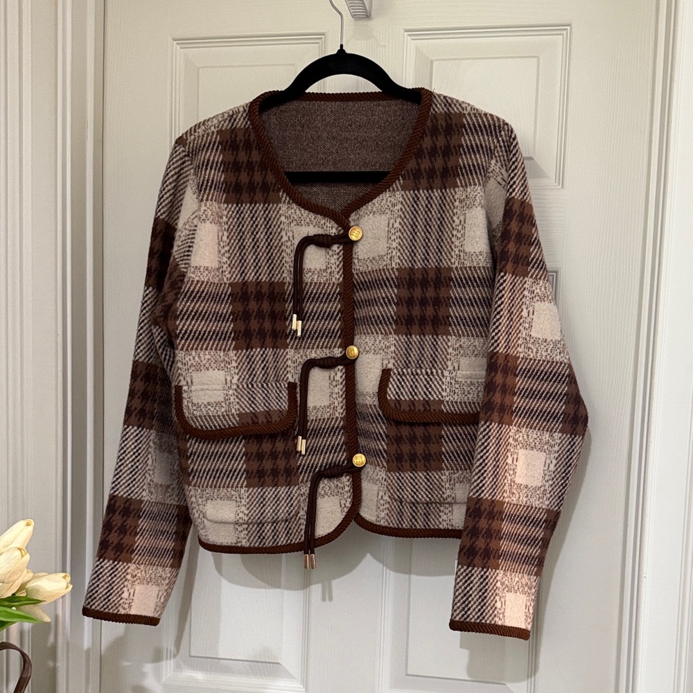 Plaid Brown Women's Sweater